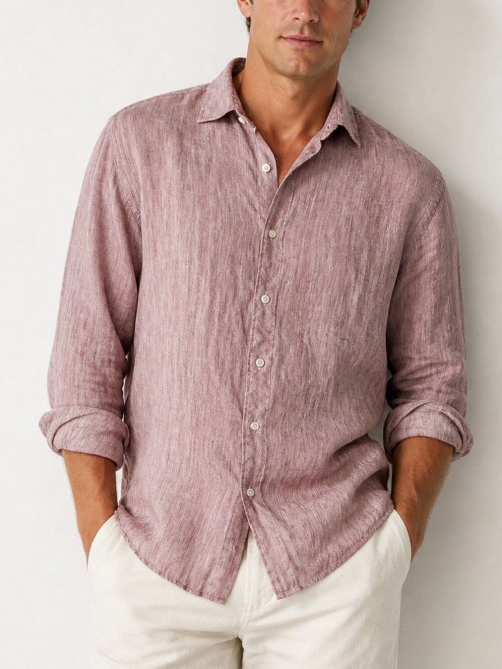 Baird McNutt Linen Men's Size XL Murano Long Sleeve Button Shirt Stripped